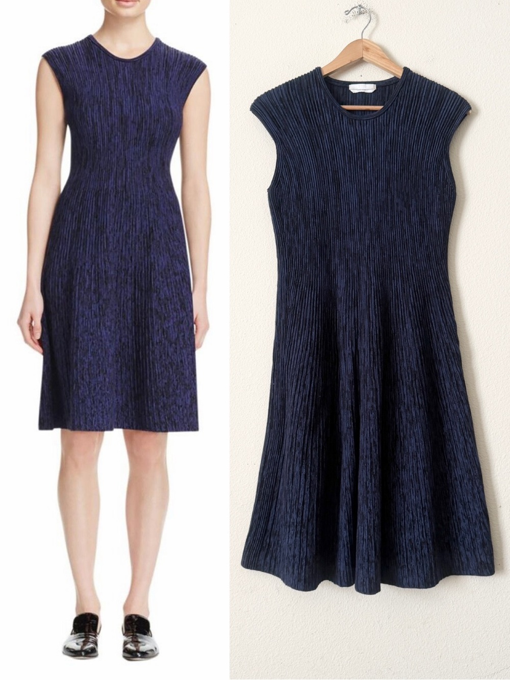 Hugo Boss LARGE Fadesa navy blue knit sleeveless mini / knee length dress